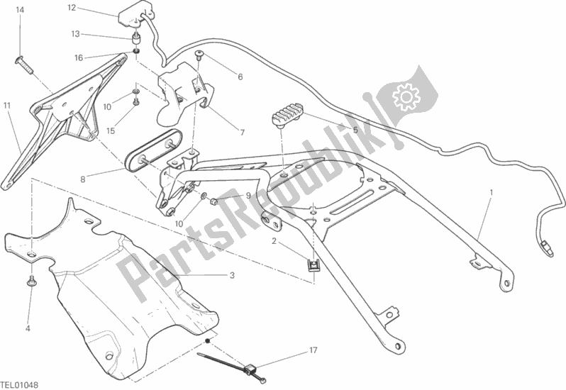 All parts for the Plate Holder of the Ducati Scrambler Desert Sled 803 2017